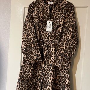 UNTUCKit Leopard Print Shirt Dress New Size L Large